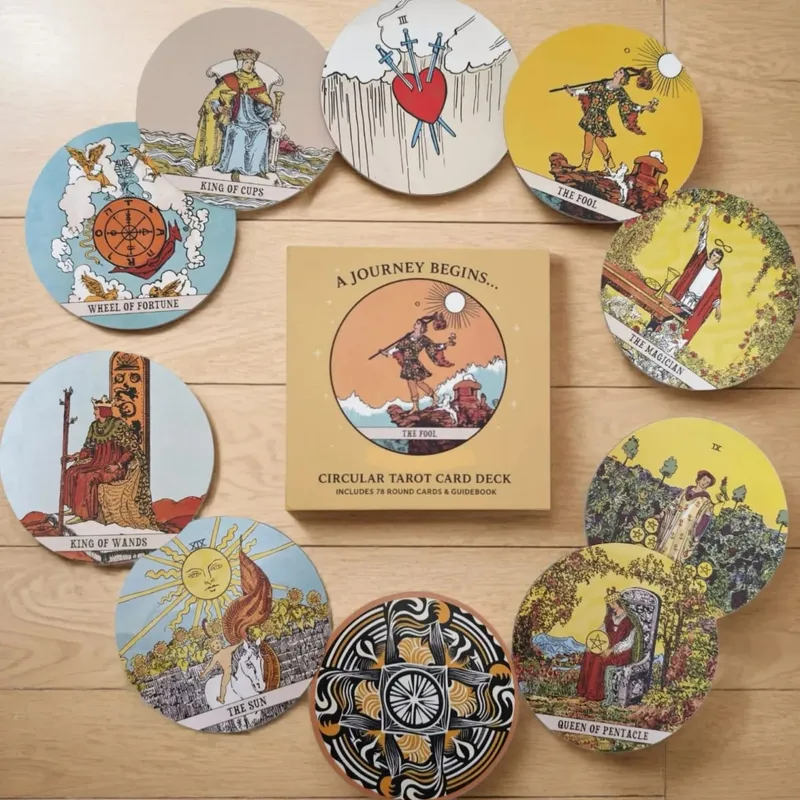Circular Tarot Cards Deck Include 78 Round Cards & Paper Guidebook in Rigid Box Wait Tarot Deck A Journey Begins for Beginners — image 6