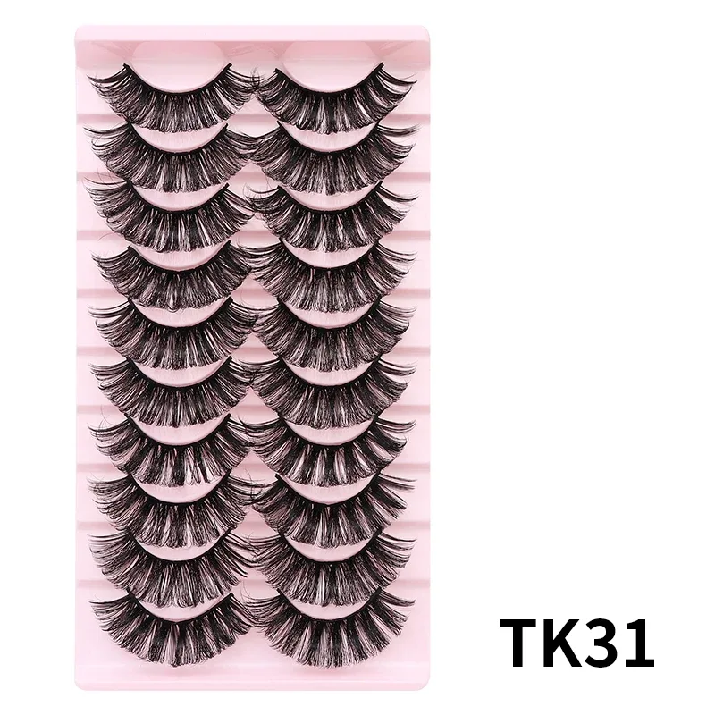 10 párů Russian DD Curl Bulk Fluffy Strip Lashes Přírodní měkké umělé řasy Opakovaně použitelné ručně vyrobené řasy pro každodenní a párty — image 8