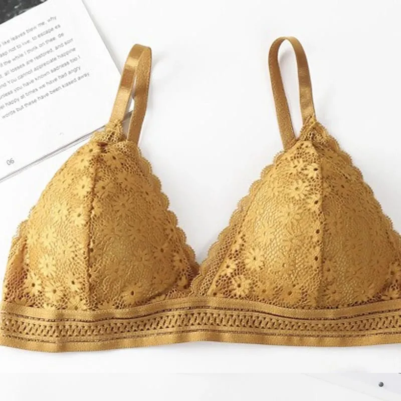 Lace Back Women Bra Set Without Steel Rims French Triangular Cup Comfortable Chest Covering Stretchable Skin Friendly Underwear — image 12