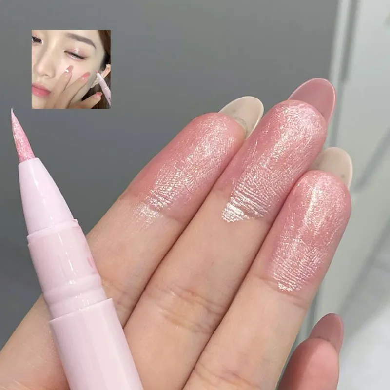 Peach Pink Lying Silkworms Eye Highlighter Liquid Pearly Glitter Shimmer Moisturizing Eyeshadow Brighten Eye Liner Korean Makeup
