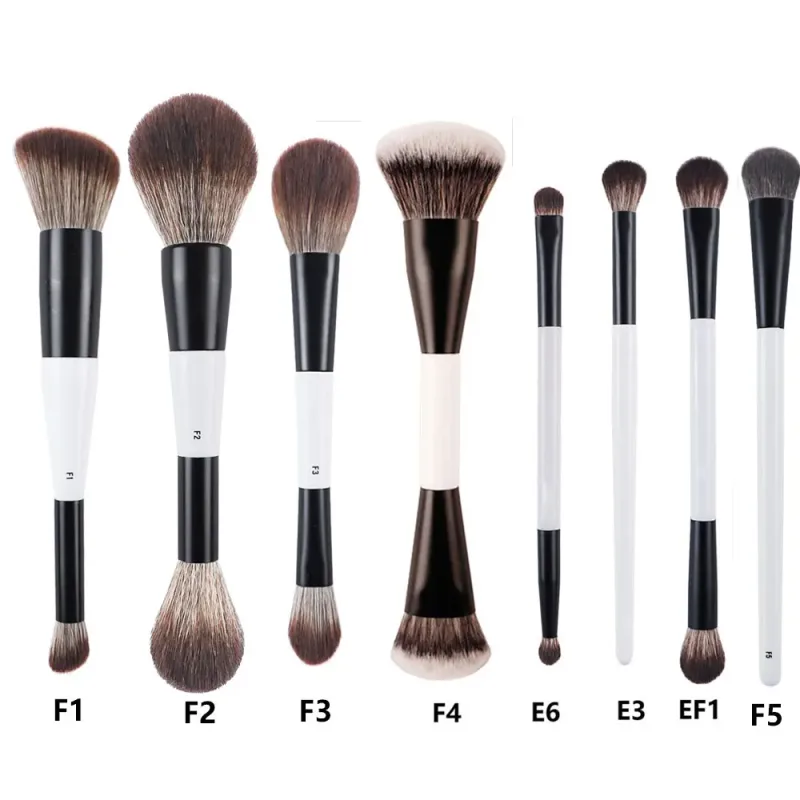 2pcs/set White Double ended Angled Foundation Makeup Brushes Blush Contour Make up Brush Wood Handle Cosmetic Tool Mari F4
