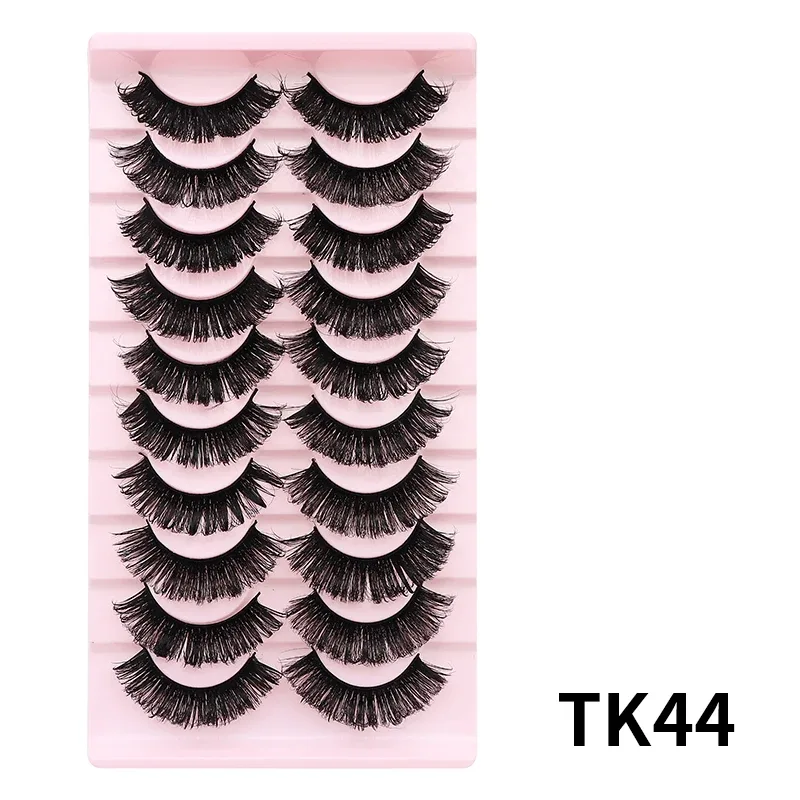 10 párů Russian DD Curl Bulk Fluffy Strip Lashes Přírodní měkké umělé řasy Opakovaně použitelné ručně vyrobené řasy pro každodenní a párty — image 27