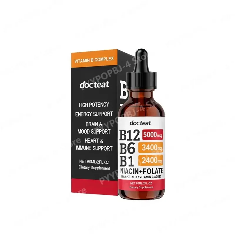 Docteat B Complex Drops 60ml High Potency B12 5000mcg Methylcobalamin Energy Brain Mood Heart Immune Support Non GMO Vegan — image 8