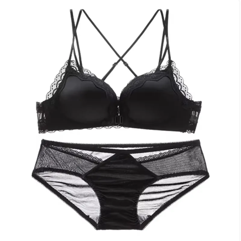Bestselling Leopard Print Sexy Lingerie Set for Women Front Closure Push Up Bra Lift Up Support Comfort Daily Intimates Wear — image 3