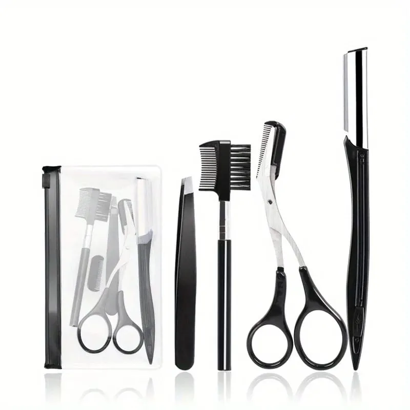 3/4/5/11/12pcs Eyebrow Trimmer Set Scissors Tweezers Eyebrow Razor Scraping Eyebrow Comb Razor Eyebrow Clip Makeup Tools — image 5