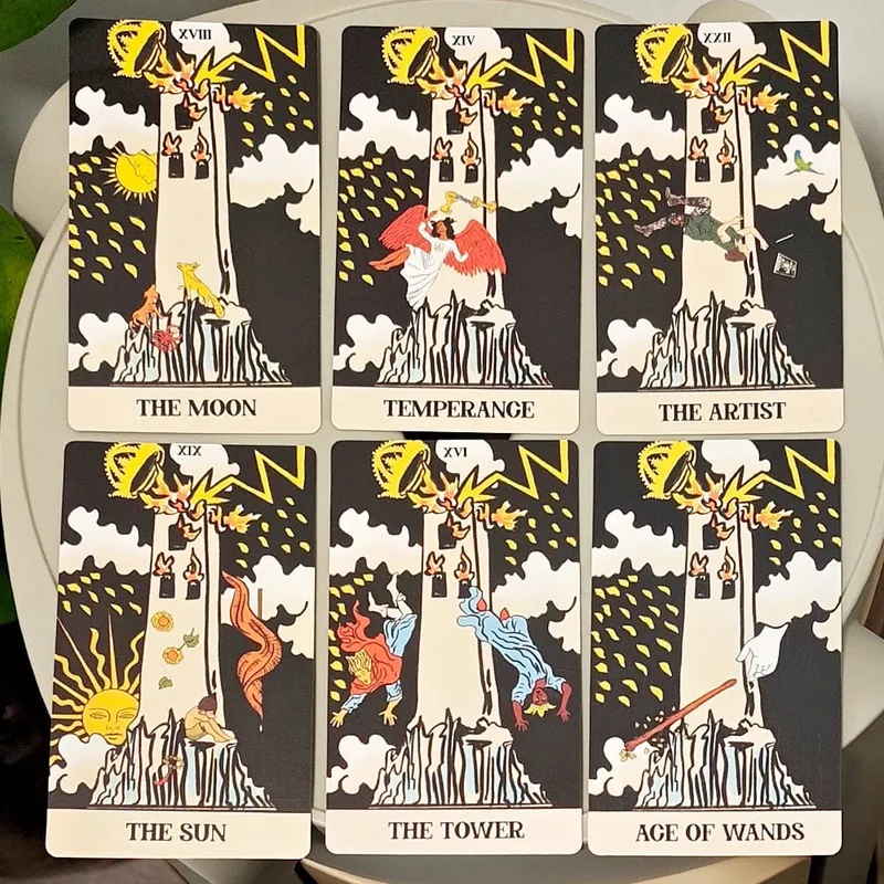 Bộ bài Tarot Takeover Tower 12*7cm trong hộp cứng cáp Bộ bài Tarot 79 lá độc đáo để chuyển đổi & giải phóng Hai mặt nổi — image 3