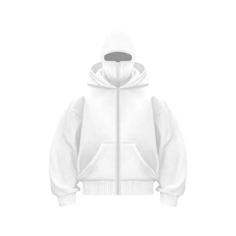 Men and women Y2K Gothic Harajuku winter new item double hooded sweatshirt men's hooded mask zipper sportswear — image 10