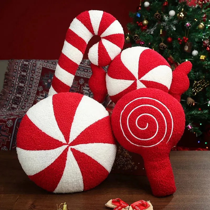Classic Christmas Series Throw Pillow Candy Lollipop Snowflake Xmas Scepter Balls Doll Soft Sofa Cushion Festival Home Decor — image 3