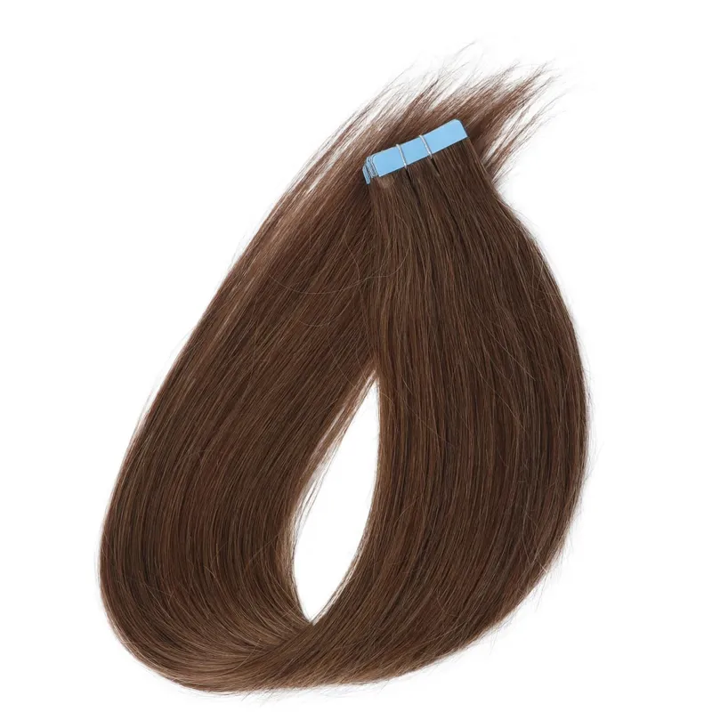 MRS Hair 4x0.8cm HAIR Tape in Hair Extensions Human Hair Natural Real Skin Weft Adhesive Tape Ins 20pcs