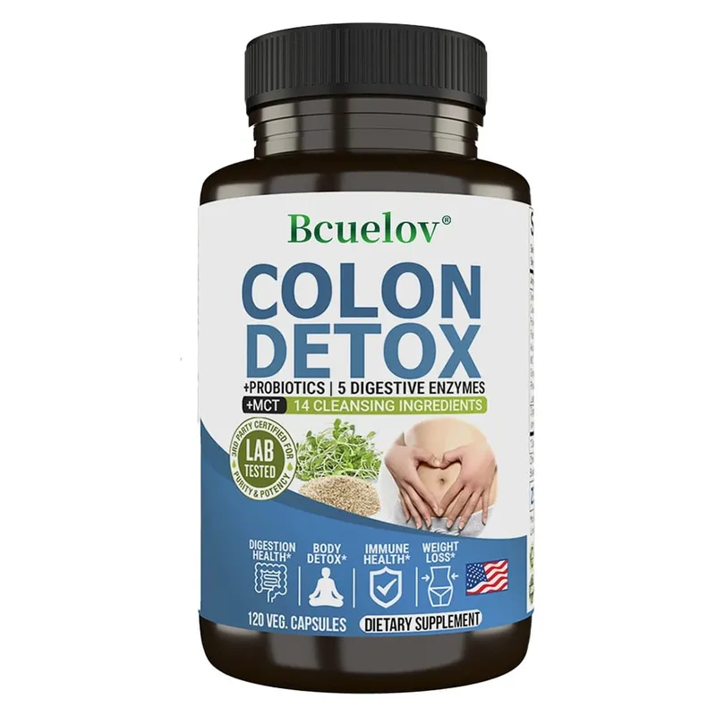 Colon Detox Probiotics Containing Psyllium Husk Relieves Constipation and Bloating Cleansing Supplement