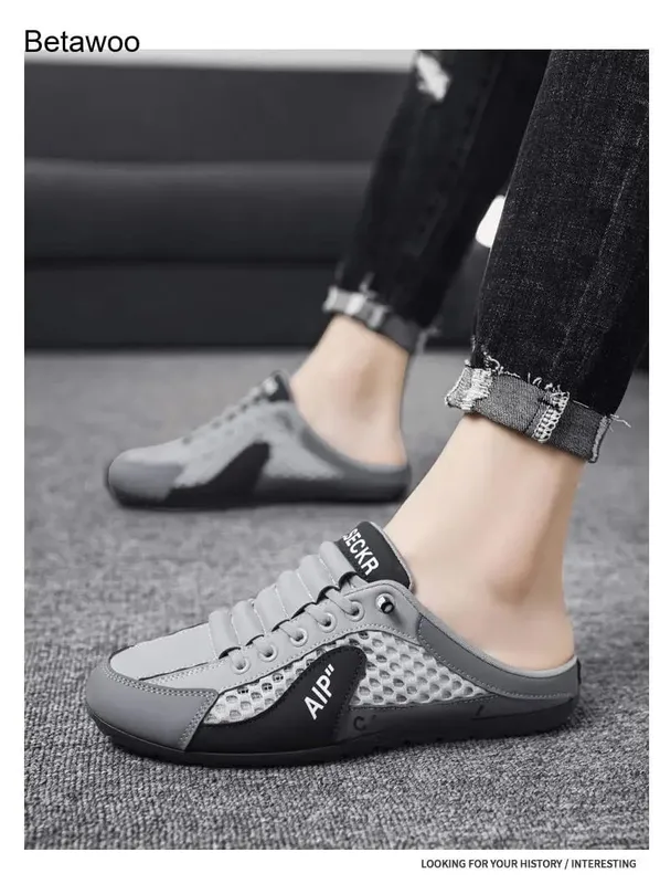Backless Slip On Half Slide Sneakers for Men Breathable Mesh Casual Shoes — image 6