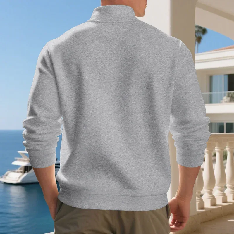 2026 New Fleece Lined Half Zip Sweatshirt for Men, Autumn Winter Solid Color Plus Size Casual Pullover Hoodie Daily Leisure Wear — image 28