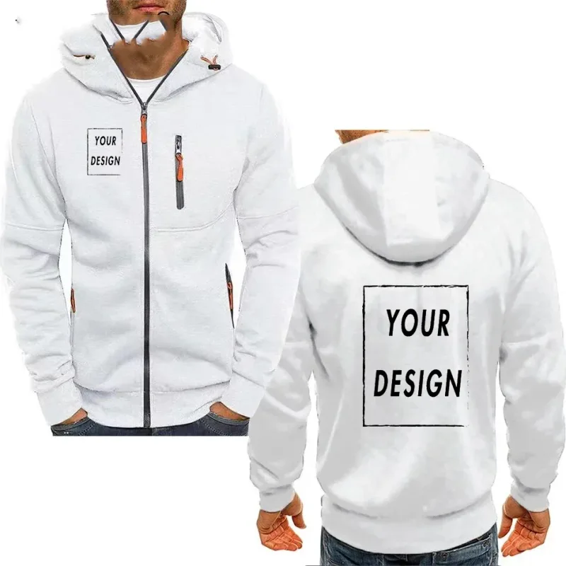 Men's Hooded Jacket with Pocket Zipper Customized Image Text with Personalized Logo Casual Sports Streetwear Men's Wool Sweat — image 5