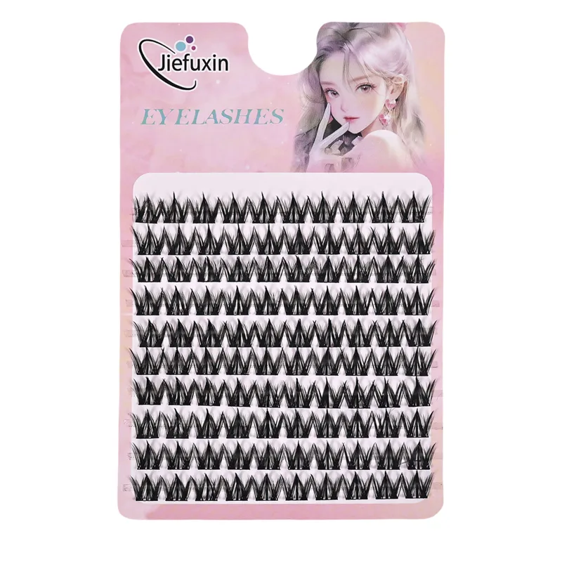 Soft Tapered Thick Manga Fox Eye Individual Clusters Jiefuxin Large Capacity DIY Lashes Simple Operation for Makeup Newbies