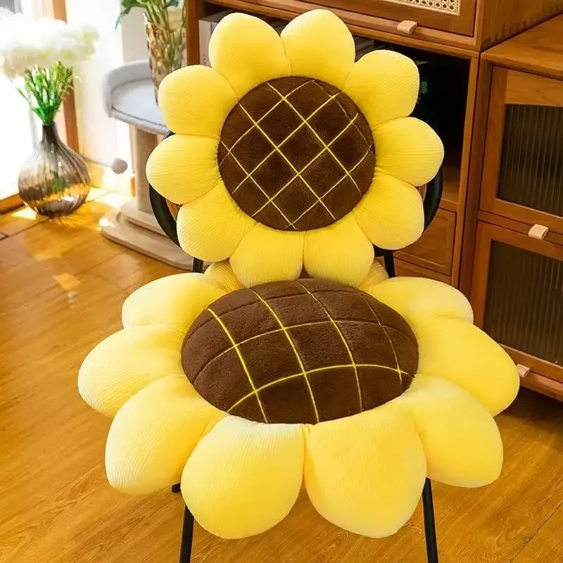 Kawaii Plush Stuffed Doll Cute Sunflower Cushion for Kids Birthday Gift Soft Toy for Sofa Car Window Seat Decorative Pillow — image 3