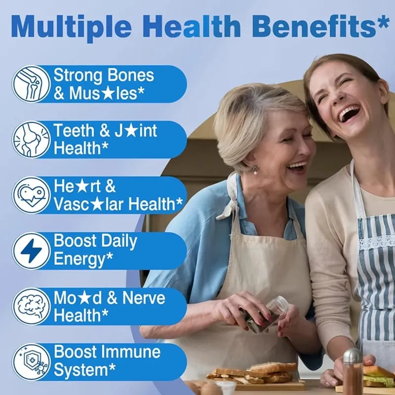 Calcium Supplements with Vitamin D3 K2 Support Bone Muscle TeethHealth Replenish Joints Calcium Absorption — image 4