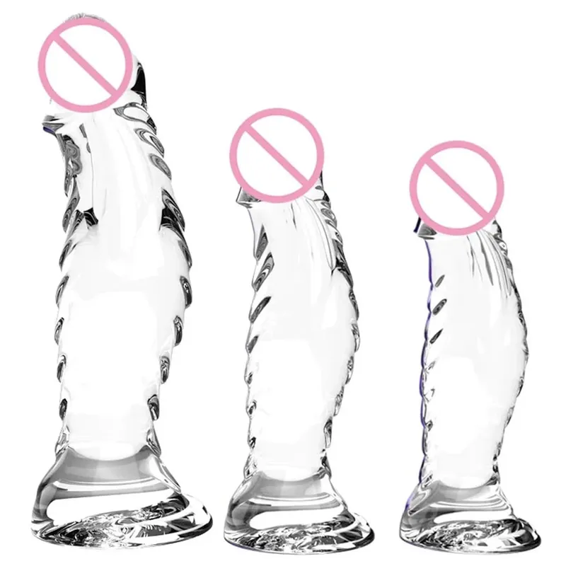 Crystal Clear Spiral Glass Dildo with Strong Suction Cup Base Transparent Realistic Anal Vaginal Sex Toy for Women Men Couples — image 1