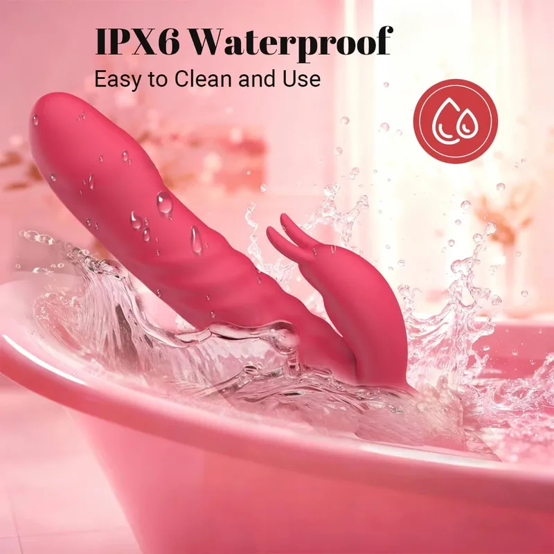 Powerful Rabbit Vibrator for Women Telescopic Dildo G-Spot Vibrating Silicone Clitoral Stimulator Female Masturbator Sex Toys