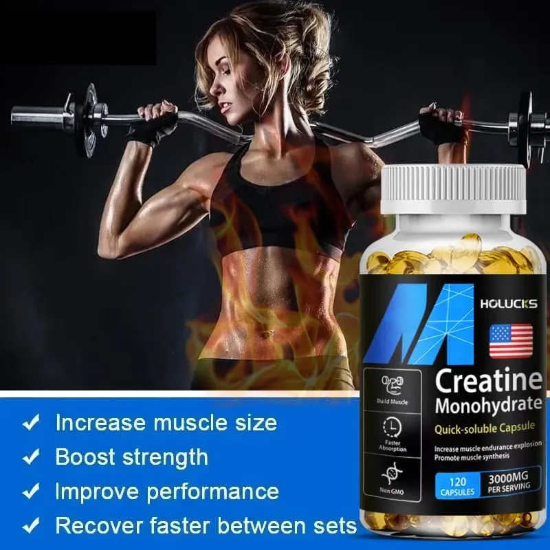 Buy 2 Get 2 Free! Pure Creatine Monohydrate Capsules Support Muscle Growth Strength & Performance Enhances Cognitive Function — image 4
