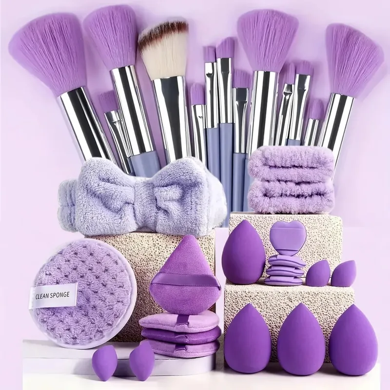 33pcs beauty set makeup kit large and small beauty sponges for flawless makeup application and removal of makeup full set