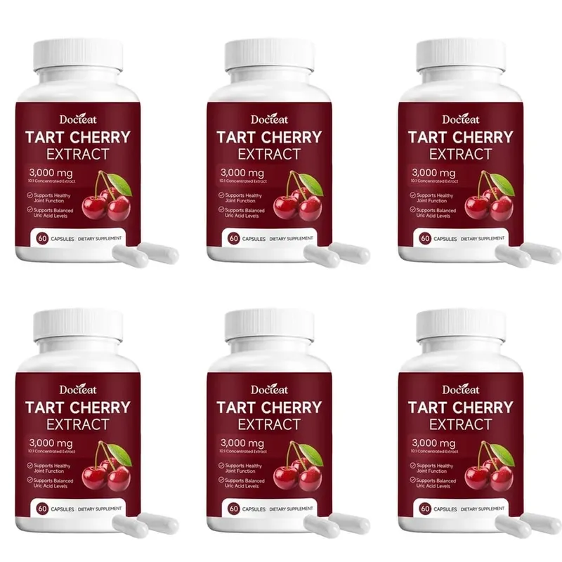 Docteat Tart Cherry Extract Capsules Supports Balanced Uric Acid Levels and Post-Exercise Recovery Comfort 10:1 60 Capsules — image 12