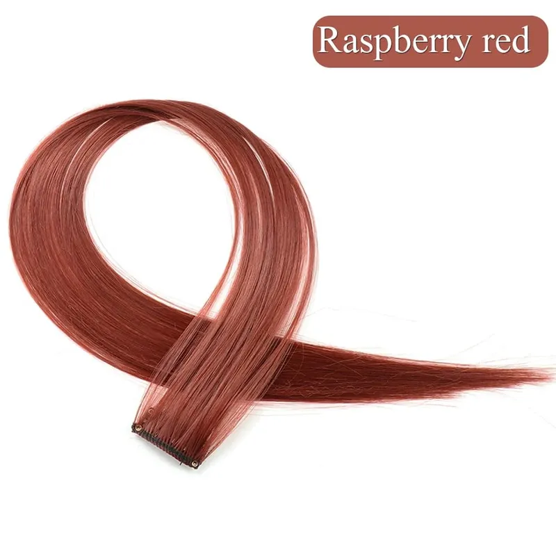 Colored Hair Extensions Synthetic 22Inch Straight Orange Green Clip in Hair Extension Rainbow Accessories Party Highlights Hair — image 21