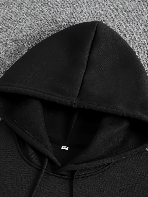 Men's With Love Cursive Text Graphic Hoodie Sweatshirt Oversized Streetwear Pullover Casual Autumn Winter Hooded Top — image 5