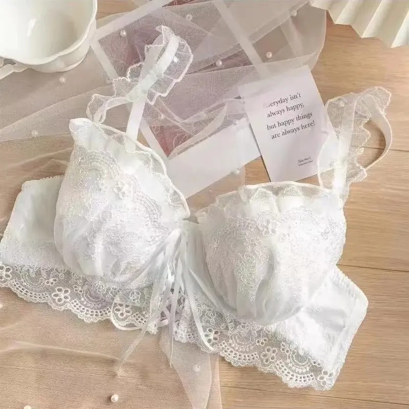 Japanese Style Lace Bralette Set Sexy Cute Underwear with Steel Ring for Small Breasts Push Up Bra & Panty Set Hot Sale Now! — image 9