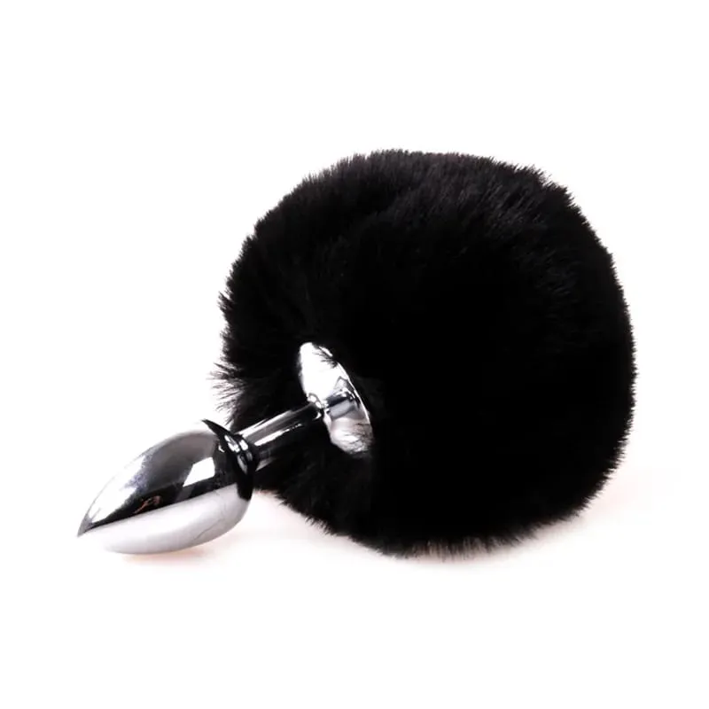 Metal Anal Plug with Rabbit Tail Bunny Tail Pet Role Play Adult Sex Toy for Women Men Couples Fetish Gear Accessories