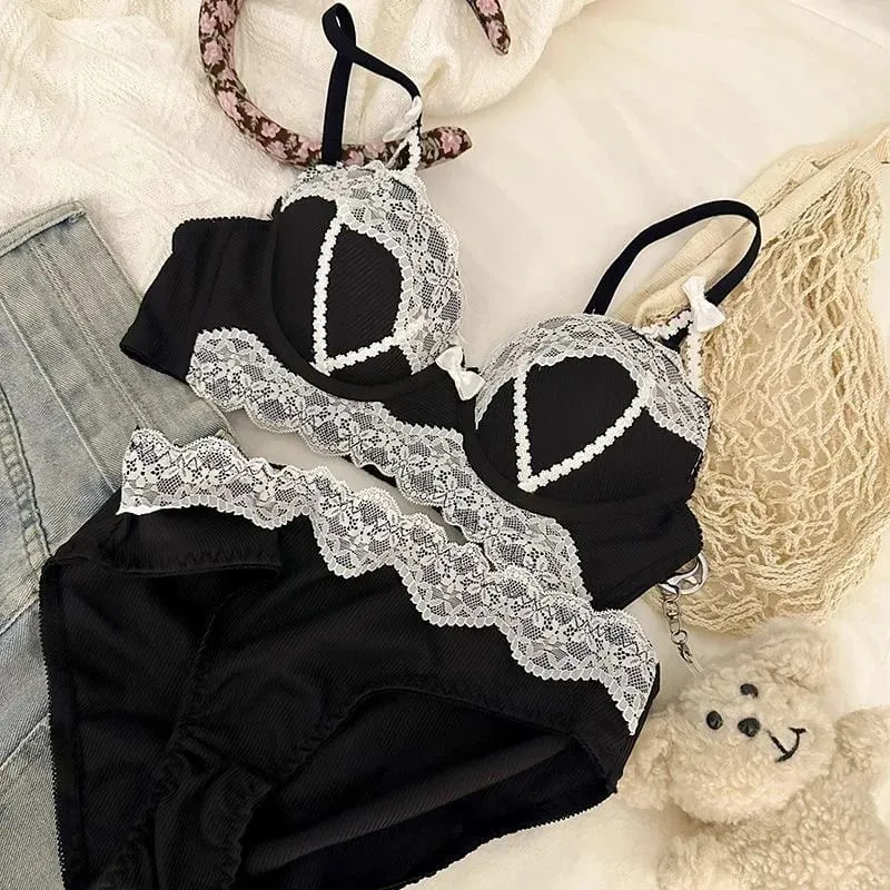 Lace top bra underpants set Lolita style Japanese style 2 piece set adult lingerie female Women's underwear set wire-free — image 2
