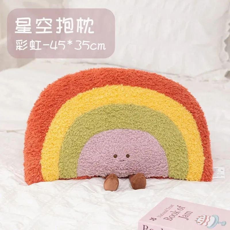 Almohada de cielo estrellado suave, almohada de felpa con forma de estrella, luna y arcoíris, almohada creativa de nube y sol, cojín para dormir, decoración del hogar — image 12