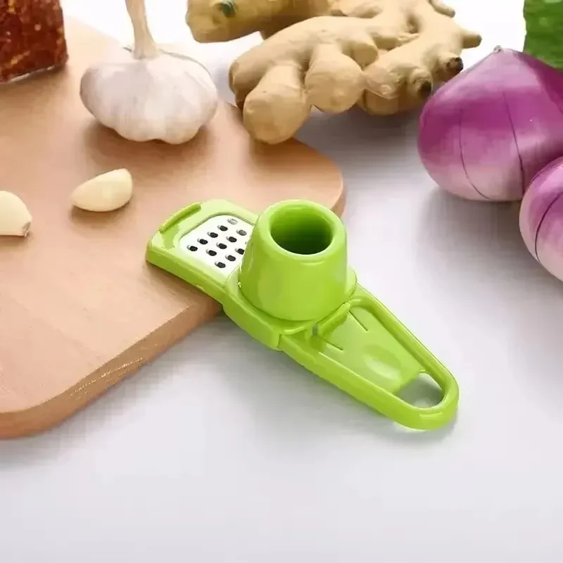 1 Pcs Mini Garlic Grinder Garlic Press Kitchen Ginger Garlic Mash Cutter Manual Garlic Mashing Green Kitchen Gadgets Accessories
