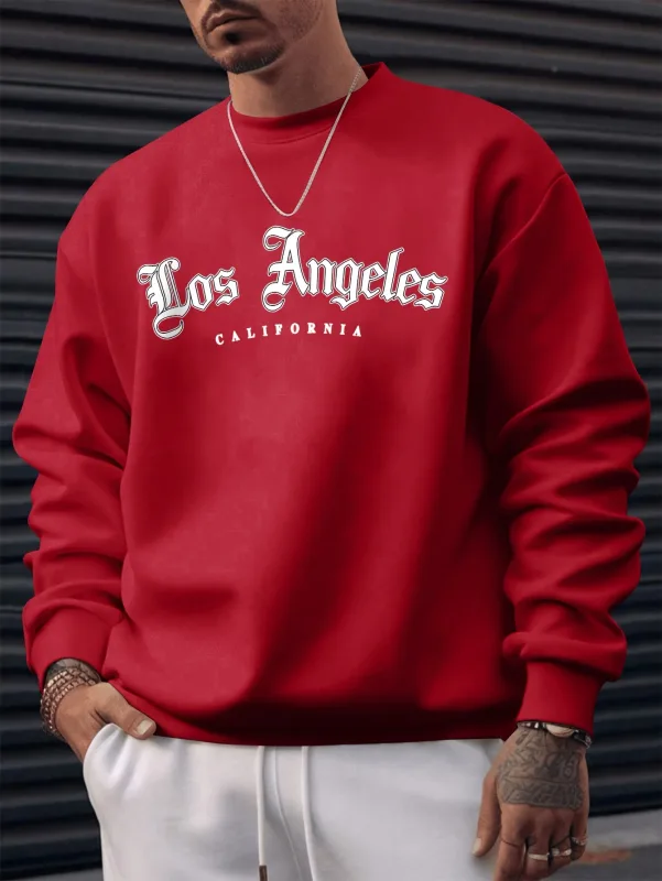 Men's autumn and winter warm casual loose classic loss angels print long sleeved round neck sweatshirt versatile — image 5