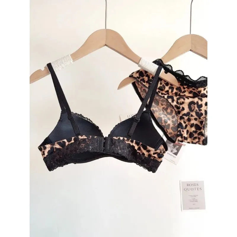 Sexy Leopard Print Lingerie Set Women Wireless Invisible Push Up Small Breasts adjustable A To C Cup sheer Lace Pure Design S-X — image 4