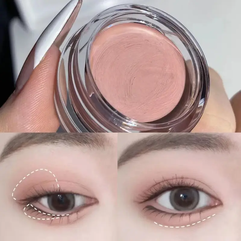 Matte Nude Eyeshadow Cream Waterproof Silky Smooth Eye Shadow Primer Pigment Pink Brown Long Lasting Monochrome Peach Eye Makeup — image 1