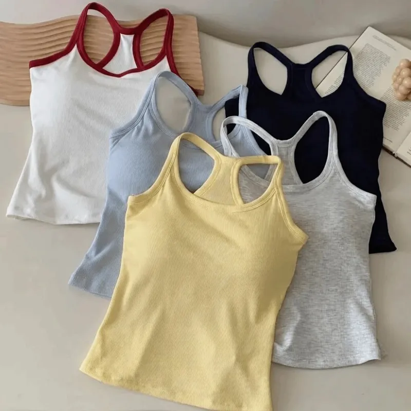 Wide Shoulder Straps Hollow Vest Comfortable H-Shaped Back Breast Small Camisole Slim Design Elastic Thin Tank Tops — image 9