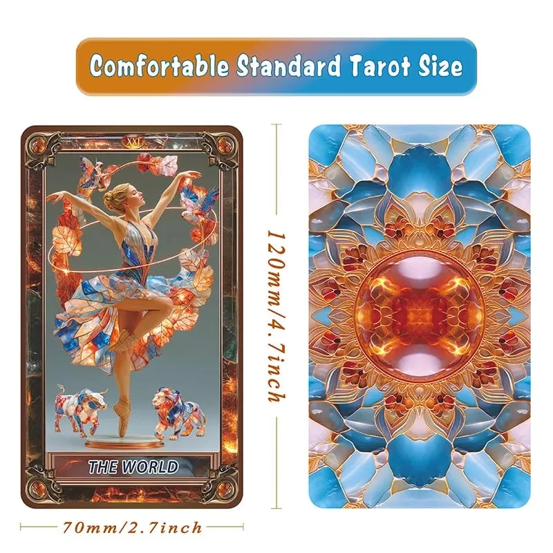 Amber Glass Tarot Cards Deck 78-Card Unique Tarot Deck with Guidebook for Beginners and Experienced Readers Daily Insight Divi — image 5