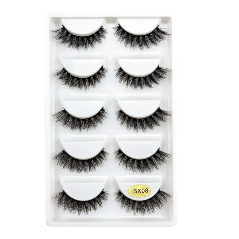 5 Pairs S03 Natural Looking 3D Mink Fake Eyelashes Makeup Tools Fluffy Style Water Mink Fur False Eyelashes for Eye Makeup — image 14