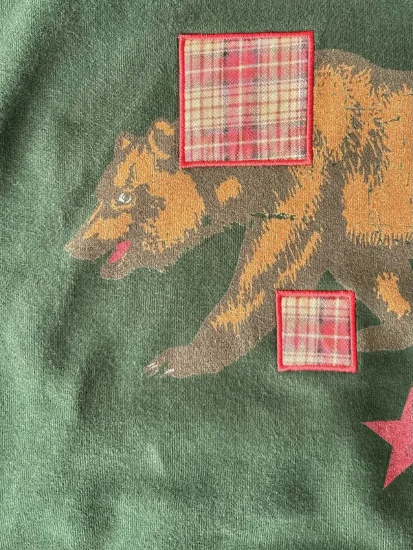 Sweat à capuche Vintage imprimé ours pour hommes, rétro vert, Patch à carreaux, pull à capuche, décontracté, Streetwear, manches longues, haut pour femmes