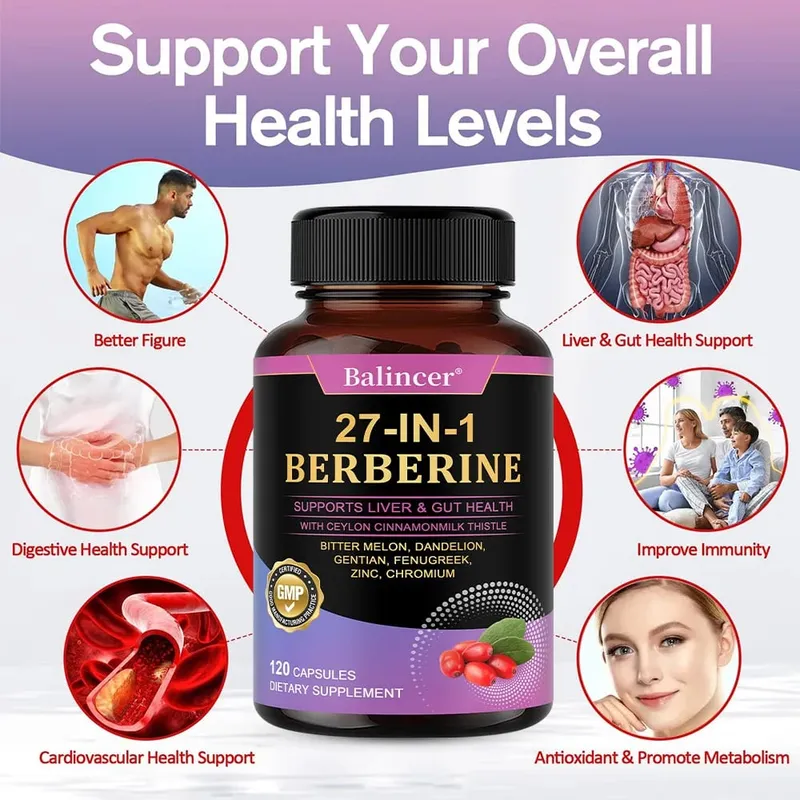 Berberine Dietary Supplement - with Ceylon Cinnamon Metabolism Healthy Weight Management Circulatory Health Immune System — image 1