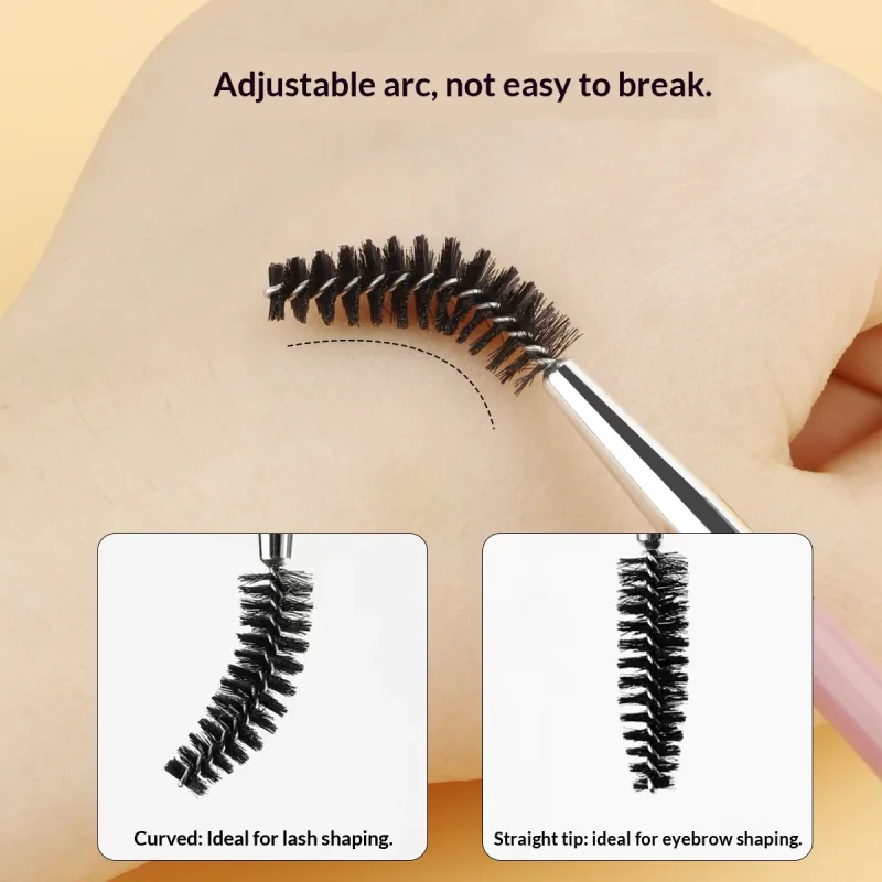 3Pcs Double-Ended Eyebrow Eyelash Brush Set with 3 Different Spoolie Brushes Makeup Grooming Tool