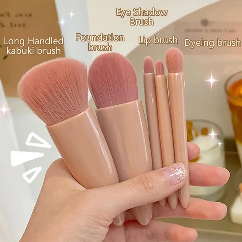 【B】5Pcs Makeup Brushes Set Mini Makeup Brushes Small Complete Function Cosmetic Brushes Kit With Case And Mirror — image 2