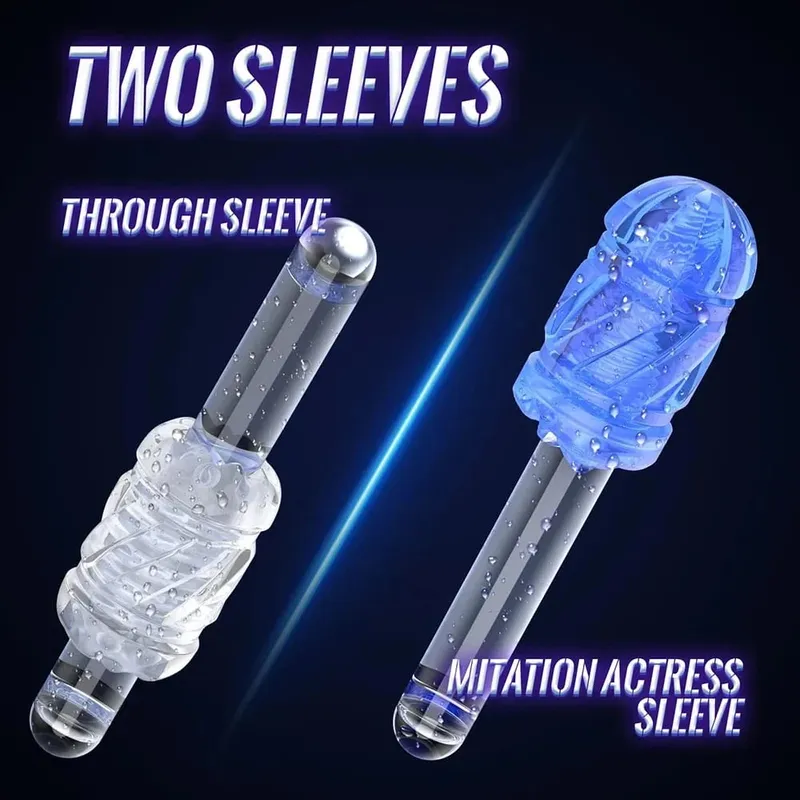 Leten Dual Handles Sex Machine Powerful Electric Thrusting Male Masturbator Adult Toys 2 Soft Sleeve Voice Penis Trainer Sex Toy