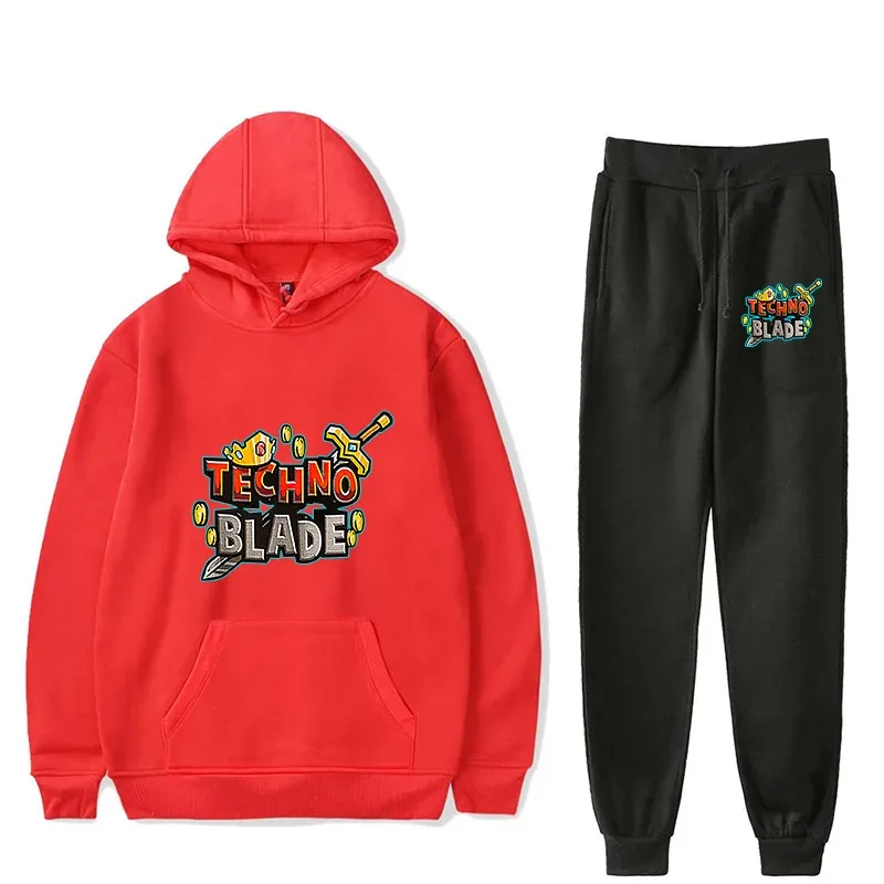 Harajuku Comfortable technoblade Print Sweatshirt Sweatpants Suit Men/Women Hoodies+ Trousers Suit Cute 2 Piece Set Clothes — image 19