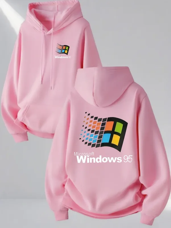 Windows 95 Graphic Vintage for Tech Enthusiasts Casual Streetwear Outfit Print Soft Material Pullover Pattern Hoodie Unisex Top — image 2