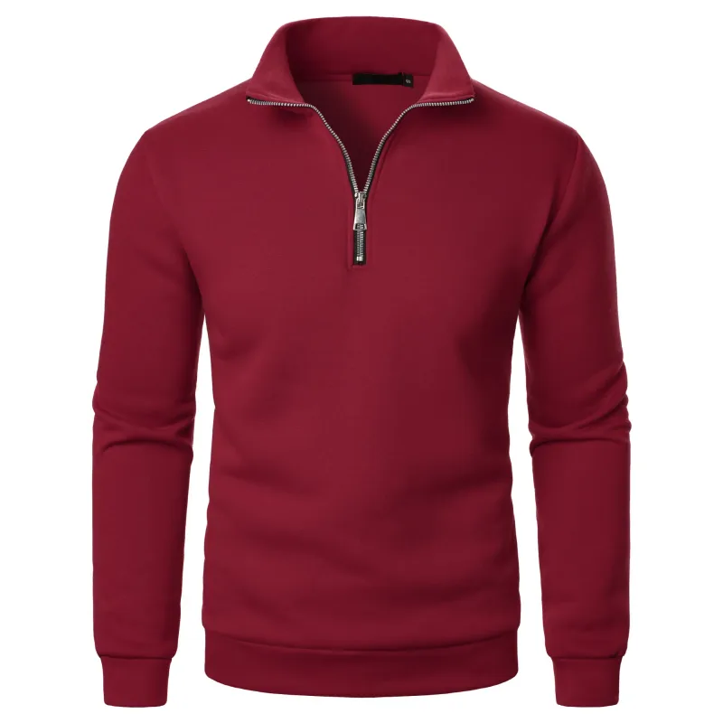Men's Zip Turn Down Collar Sweatshirts Spring Male Solid Color Loose Pullover Coats BSD-ZW160 — image 10