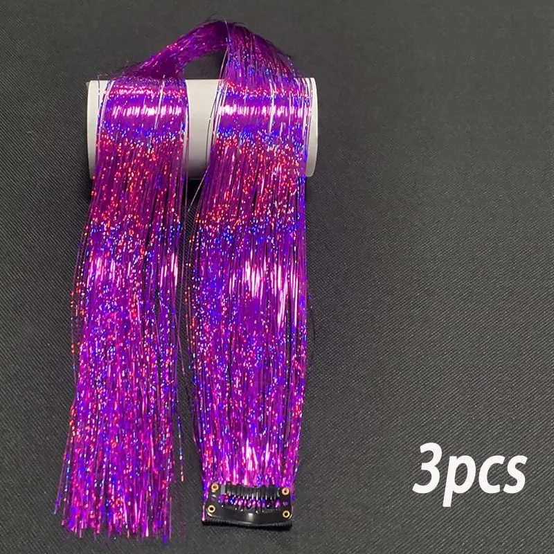 24Inch Synthetic 3pcs/set Long Straight Clip in Hair Extensions Highlights Colored Party Multi-Colors Hairpieces for Women Daily — image 14