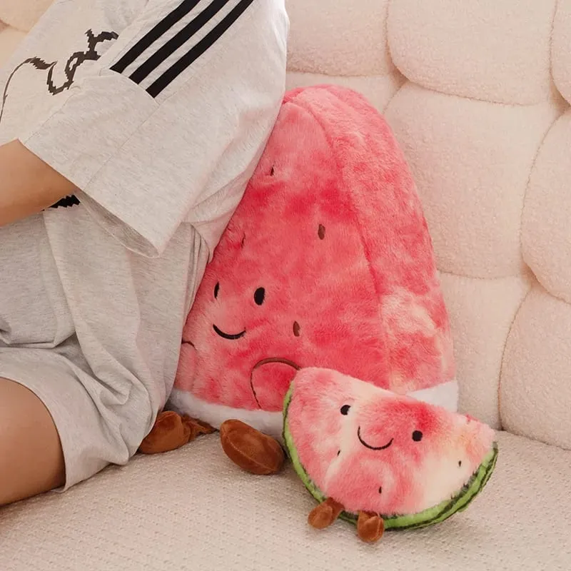 23/45cm Cute Watermelon Slice Plush Pillow Smiling Face Cute Triangular Fruit Red Cushion with Legs Plushie Decoration Gift — image 3