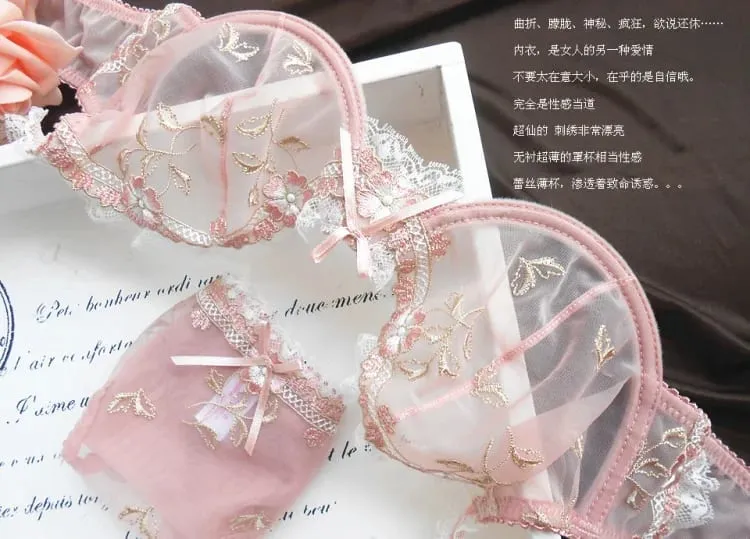 French Lace Bra & Panty Set for Plus Size - Sheer Mesh Ultra-Thin Full-Bust Support Anti-Sagging Lingerie Sexy Design — image 11