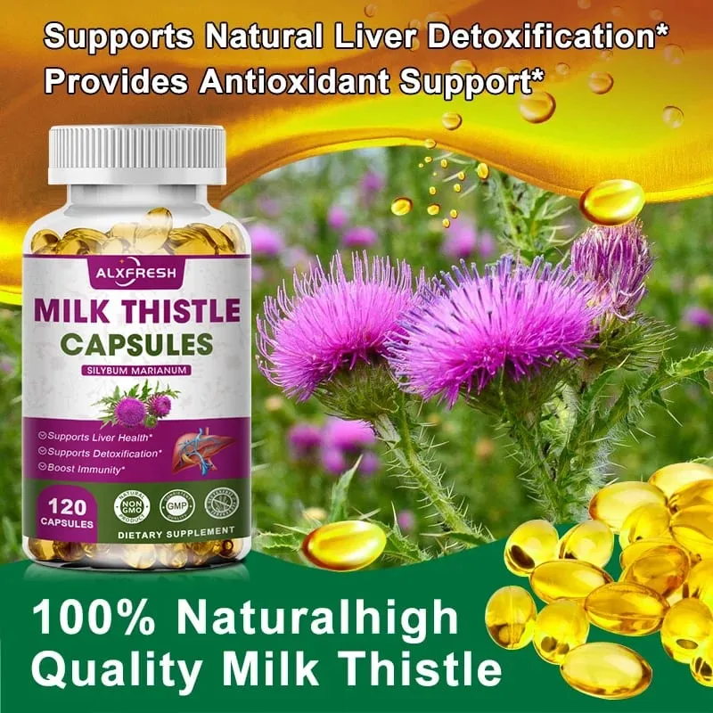 Økologisk marietidselekstrakt 1000mg kapsel og mælkebøtte til antioxidant detox-understøttelse af leversundhedsfunktion urtetilskud — image 5